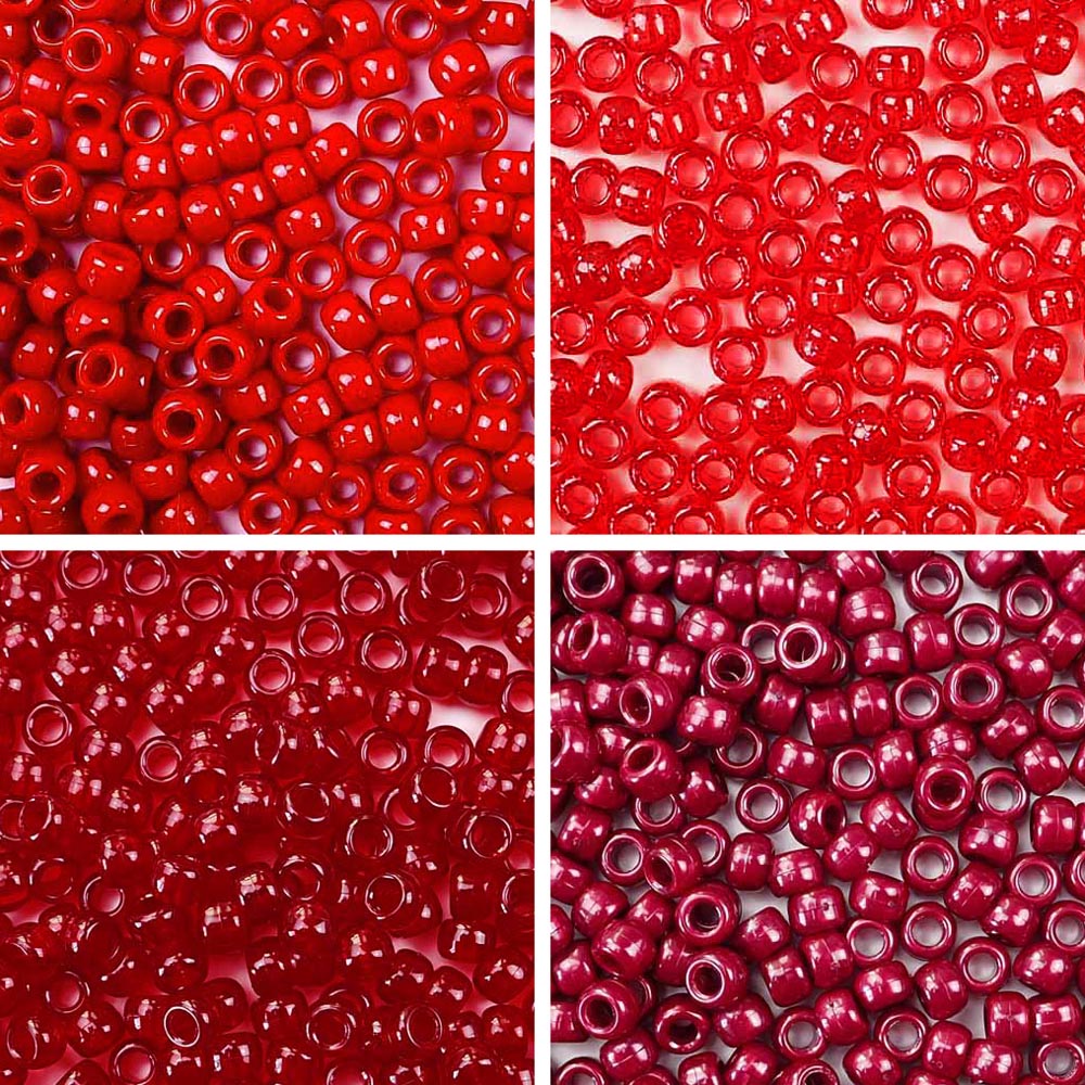 Red Hot 4 Color Set, 6 x 9mm Pony Beads
