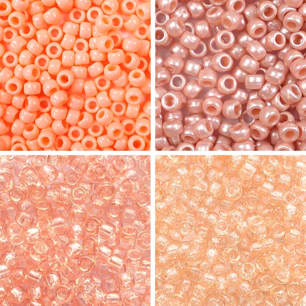 Peach 4 Color Set, 6 x 9mm Pony Beads, 600 beads
