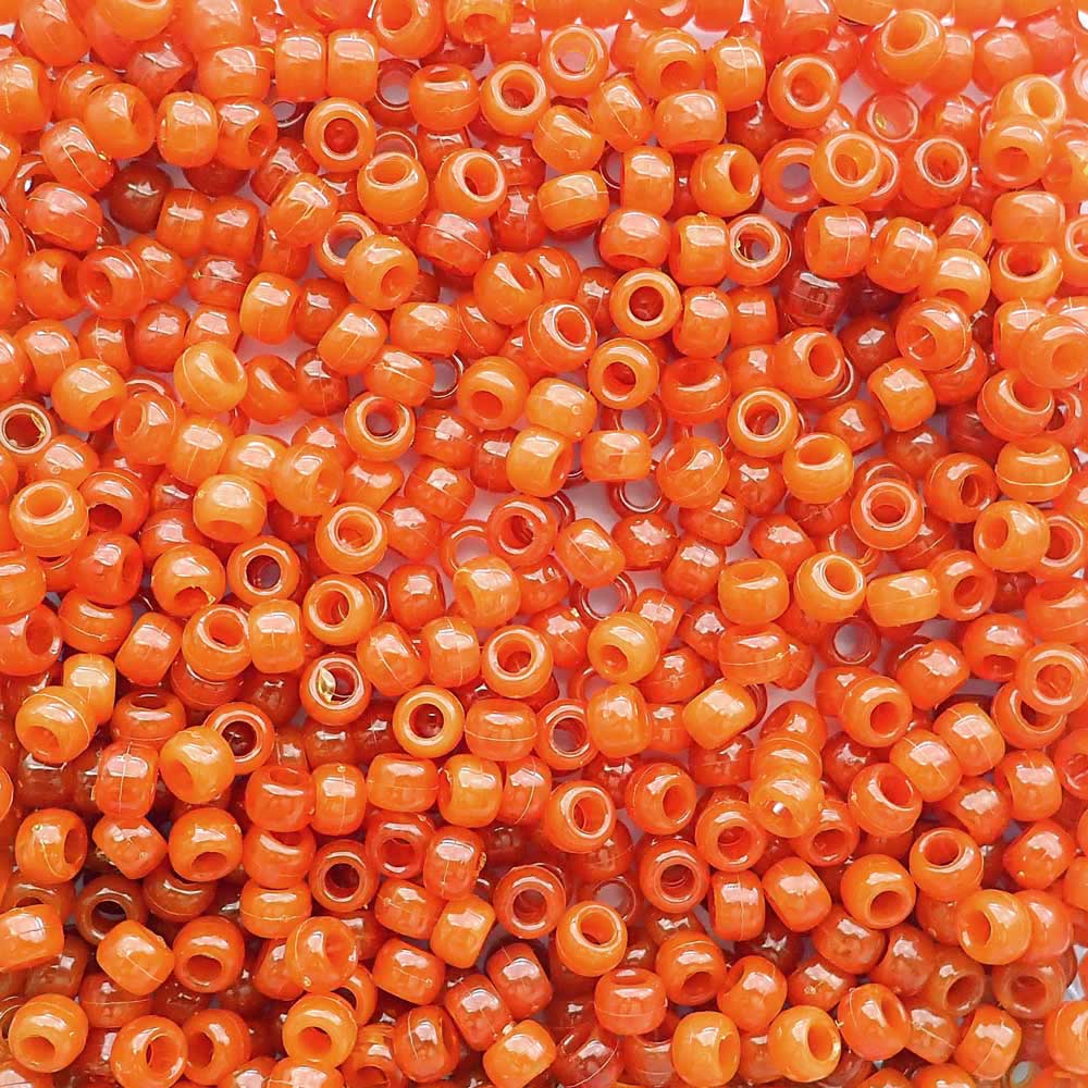 Tiger Coral Marbled Plastic Pony Beads 6 x 9mm, about 100 beads