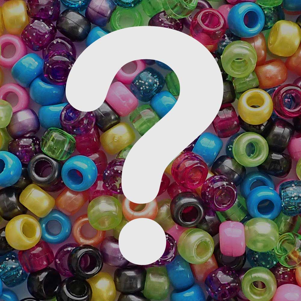 Surprise Mix Plastic Pony Beads 6 x 9mm, Random Colors, 250 beads