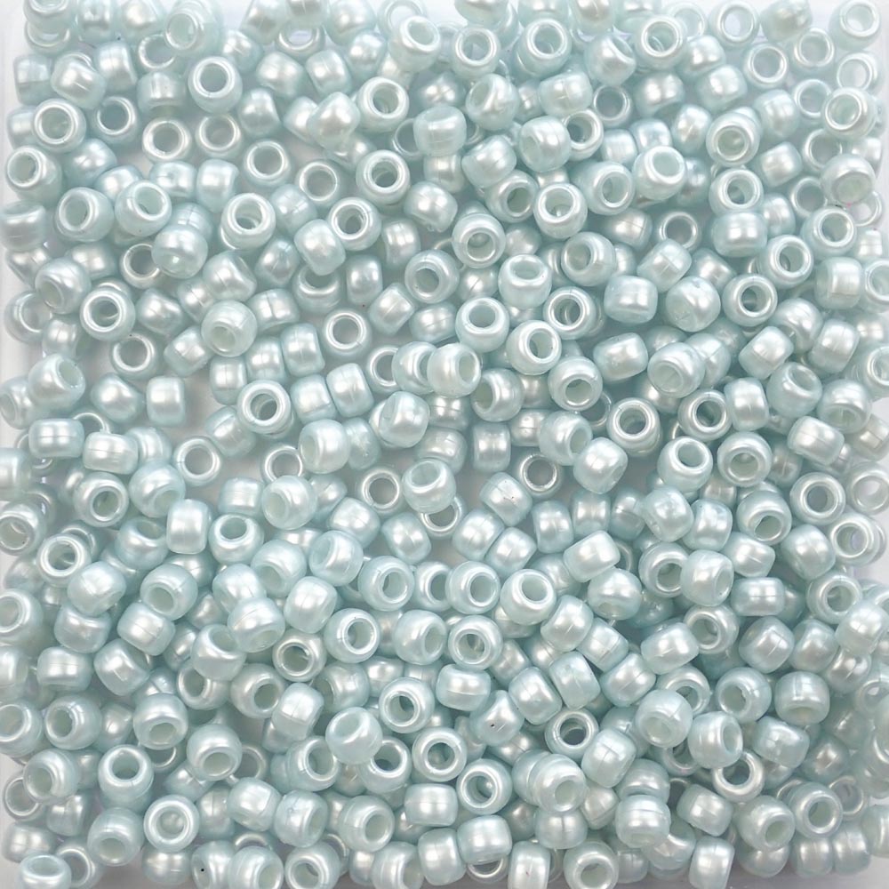 Light Azure Blue Pearl Plastic Pony Beads 6 x 9mm