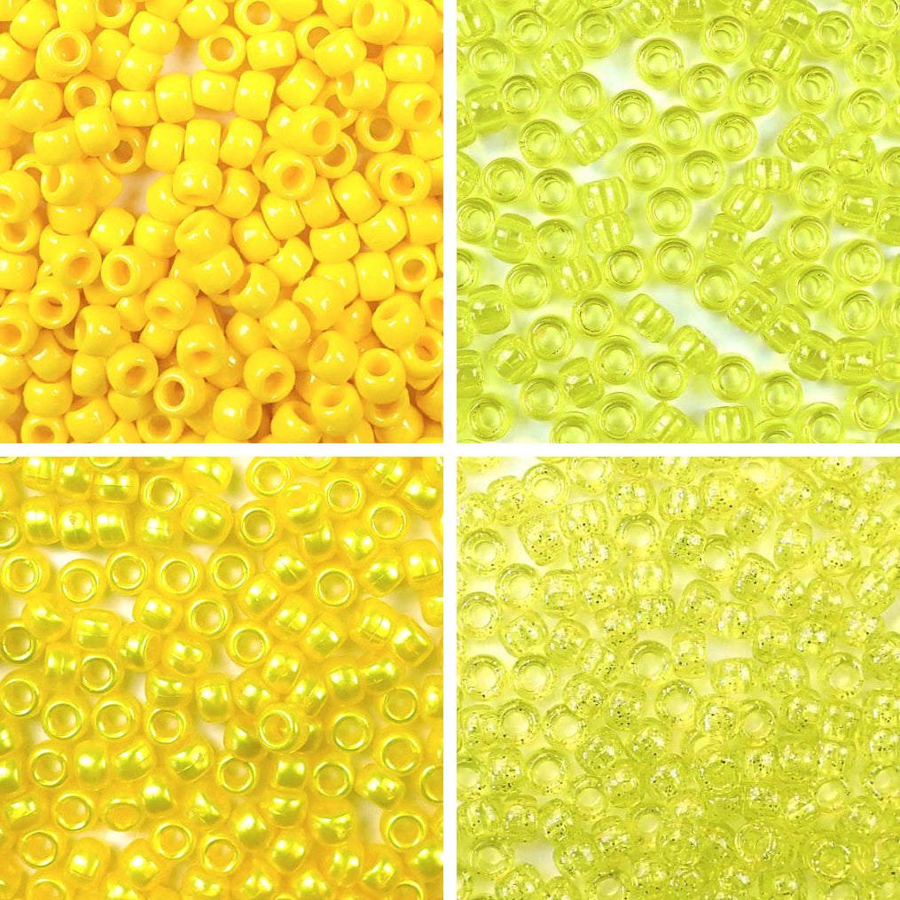 Yellow 4 Color Set, 6 x 9mm Pony Beads