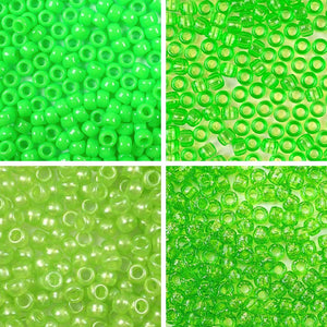 Lime 4 Color Set, 6 x 9mm Pony Beads, 600 beads