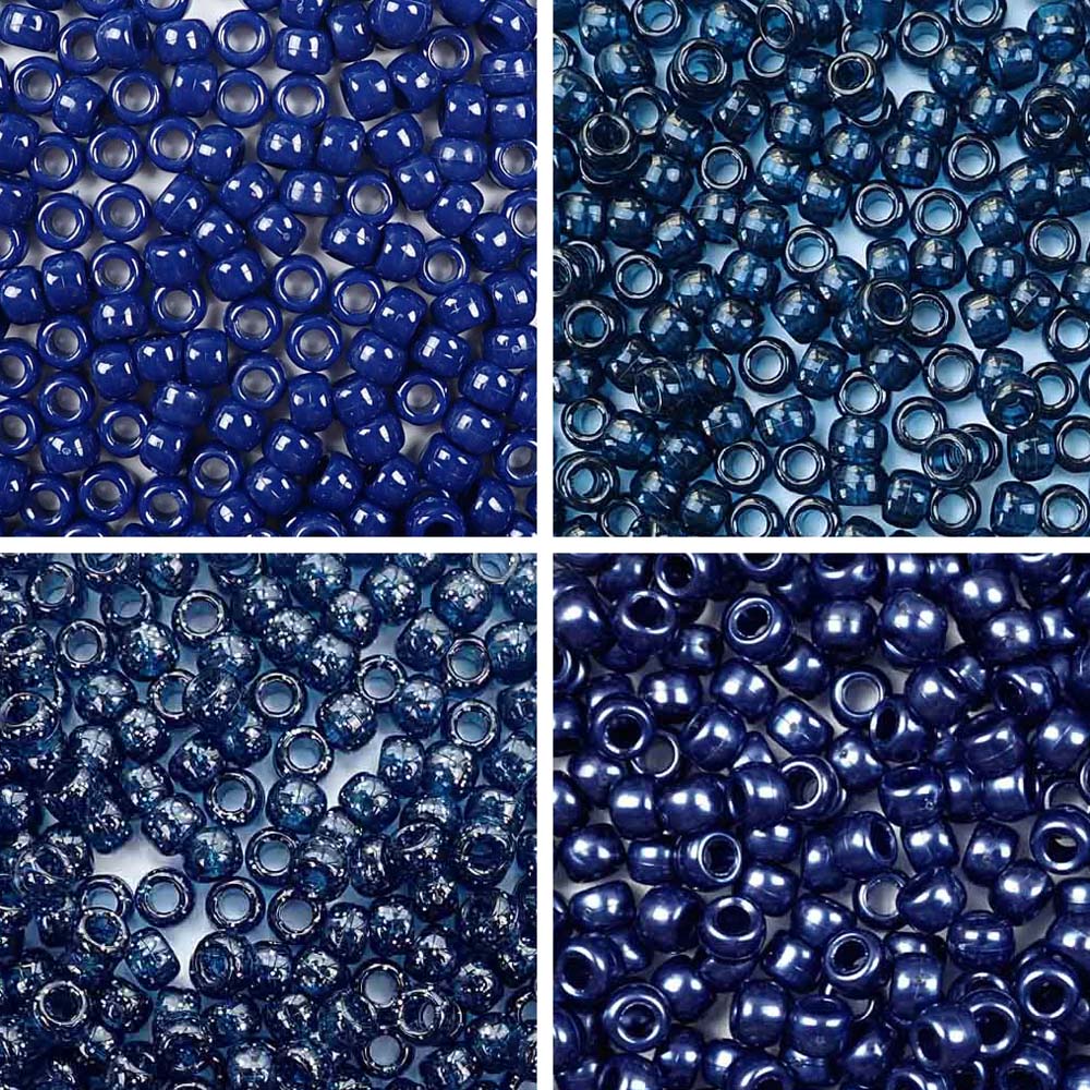 Navy Blues 4 Color Set, 6 x 9mm Pony Beads