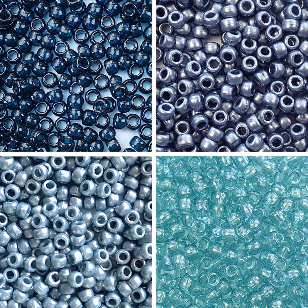 Dreamy Blues 4 Color Set, 6 x 9mm Pony Beads, 600 beads