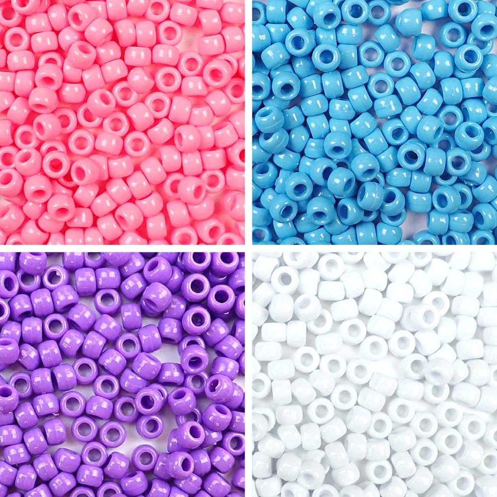 Rainbow Opaque Pony Bead Kit, 9 Colors, 6 x 9mm Beads, 4500 beads