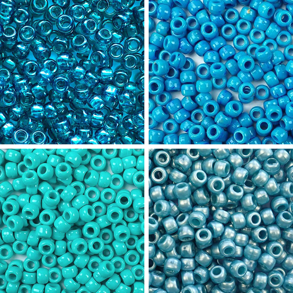 Ocean Gems 4 Color Set, 6 x 9mm Pony Beads