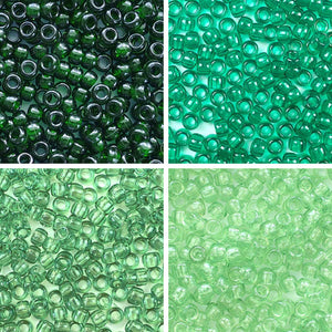 Green Jewel Tones 4 Color Set, 6 x 9mm Pony Beads, 600 beads