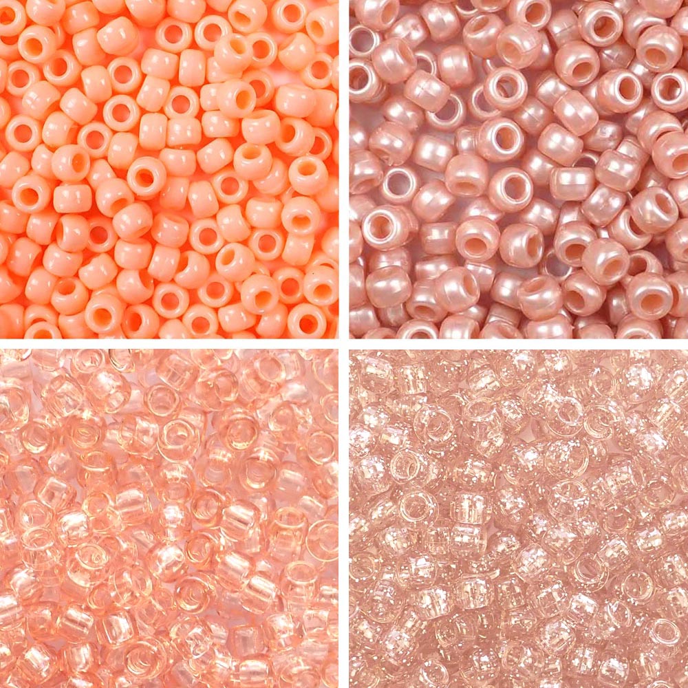 Peach 4 Color Set, 6 x 9mm Pony Beads, 600 beads