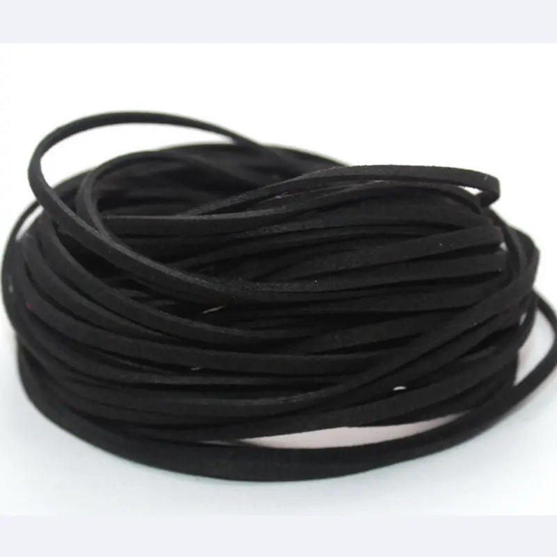 Faux Suede Black Cord, 3mm wide, 10 Yards