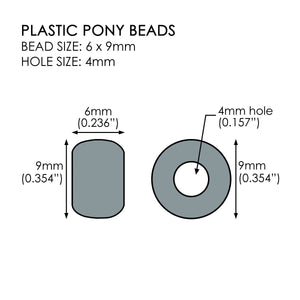 Lime Green Glitter Plastic Pony Beads 6 x 9mm