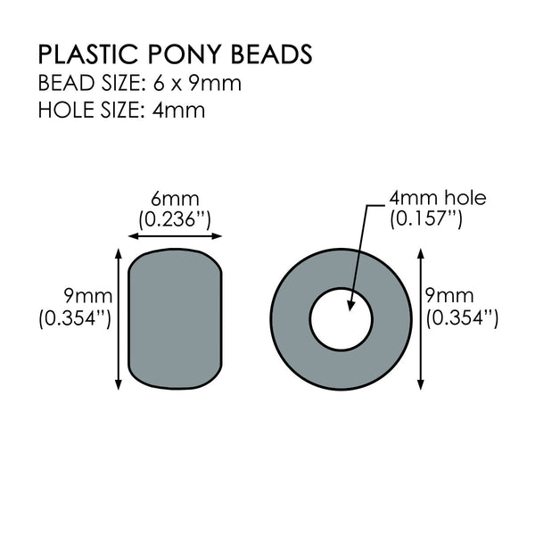 Sky Blue Pearl Plastic Craft Pony Beads 6x9mm Bulk Pack - Pony