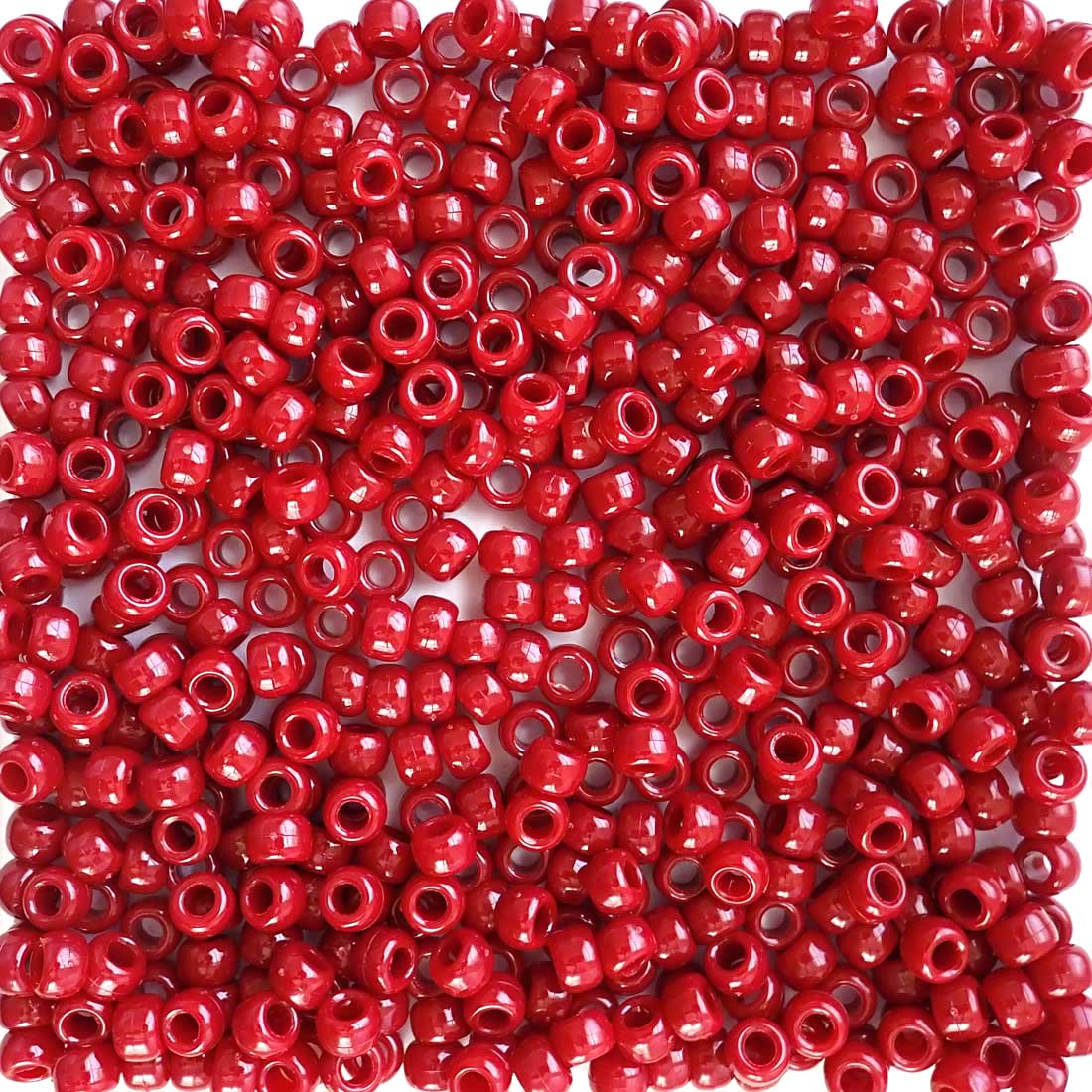 Red Plastic Pony Beads. Size 6 x 9 mm. Craft Beads.
