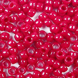 Berry Red Opaque Plastic Pony Beads 6 x 9mm