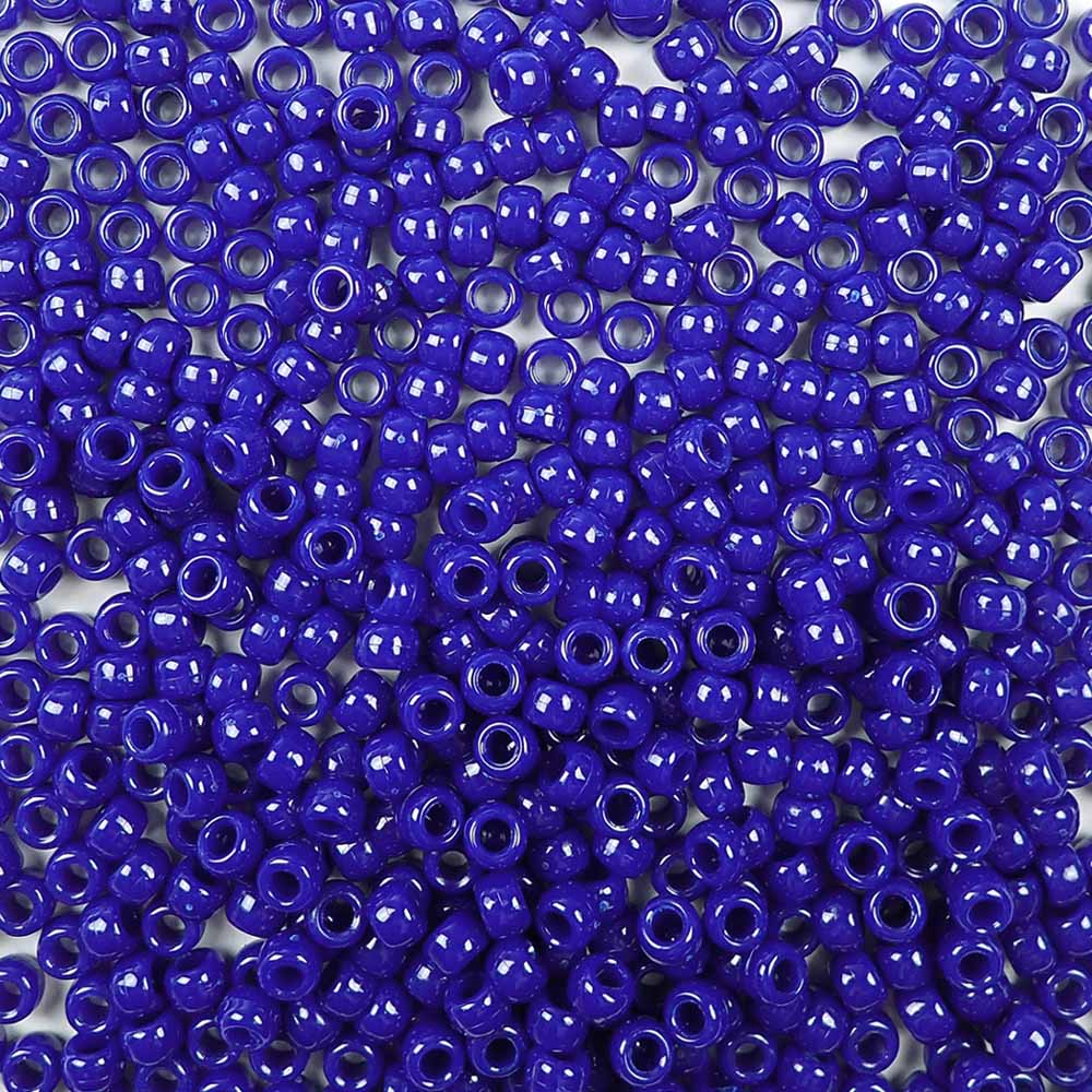 Royal Blue Plastic Pony Beads. Size 6 x 9mm. Craft Beads.