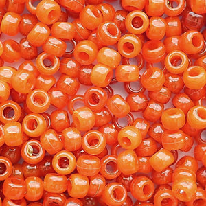 Tiger Coral Marbled Plastic Pony Beads 6 x 9mm