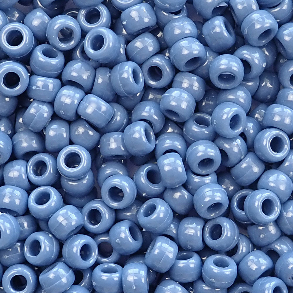 Denim Blue Plastic Pony Beads 6 x 9mm, about 100 beads