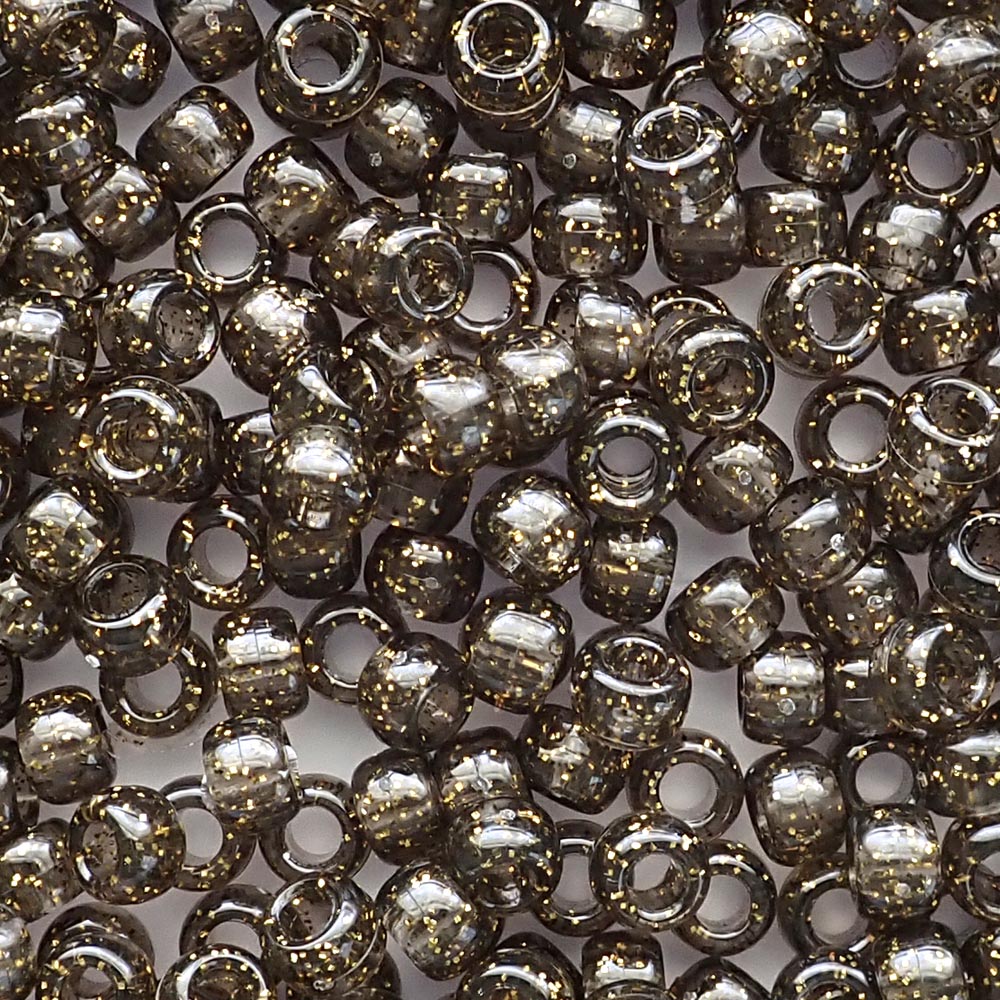Gold Glitter Plastic Craft Pony Beads 6x9mm Bulk, Made in the USA - Pony  Beads Plus