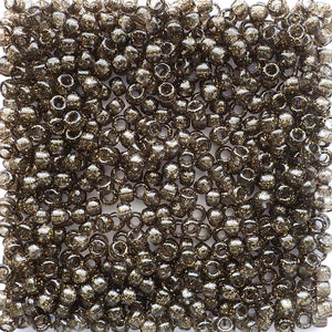 Jet Black w/ Gold Glitter Plastic Pony Beads 6 x 9mm