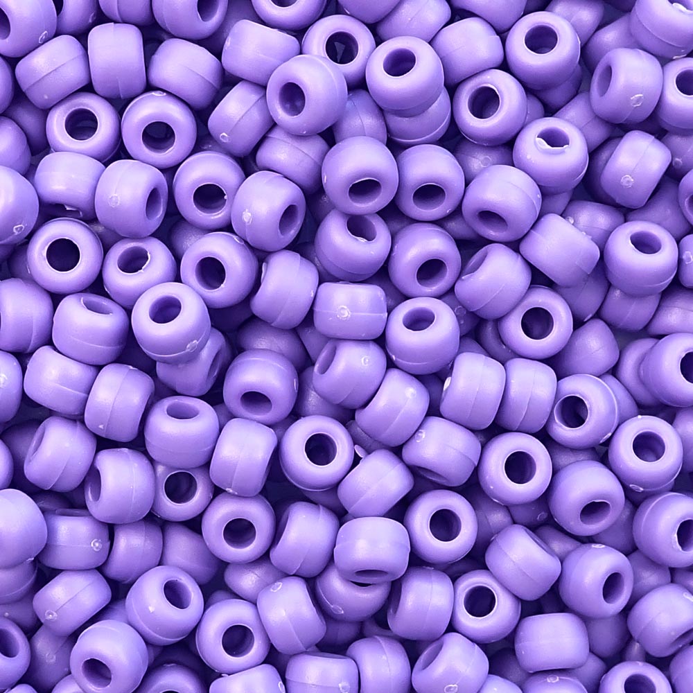 Matte Lilac Purple Plastic Pony Beads 6 x 9mm