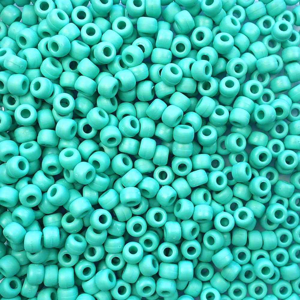 Matte Light Turquoise Plastic Pony Beads 6 x 9mm