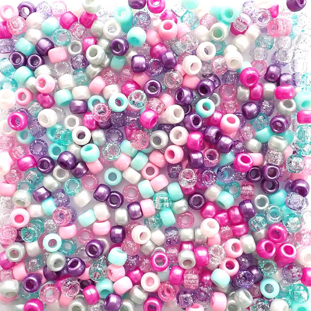 Princess Color Mix Plastic Pony Beads 6 x 9mm