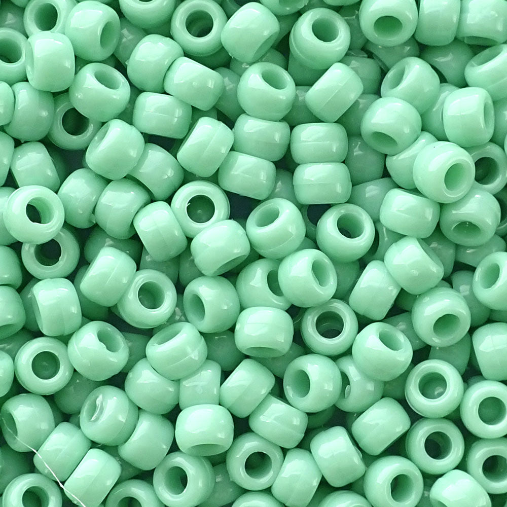 Light Sage Green Plastic Pony Beads 6 x 9mm