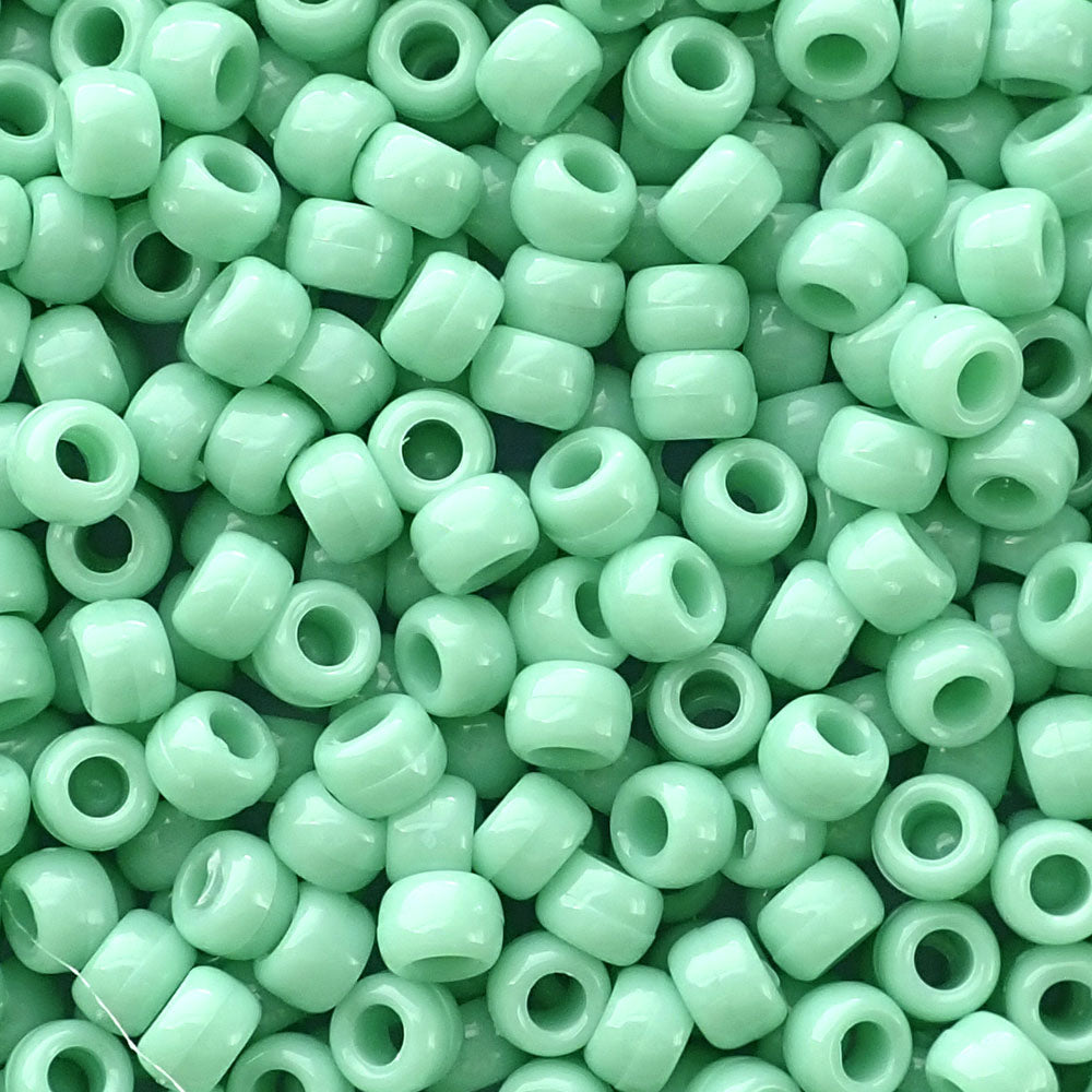 Light Sage Green Plastic Pony Beads 6 x 9mm, about 100 beads