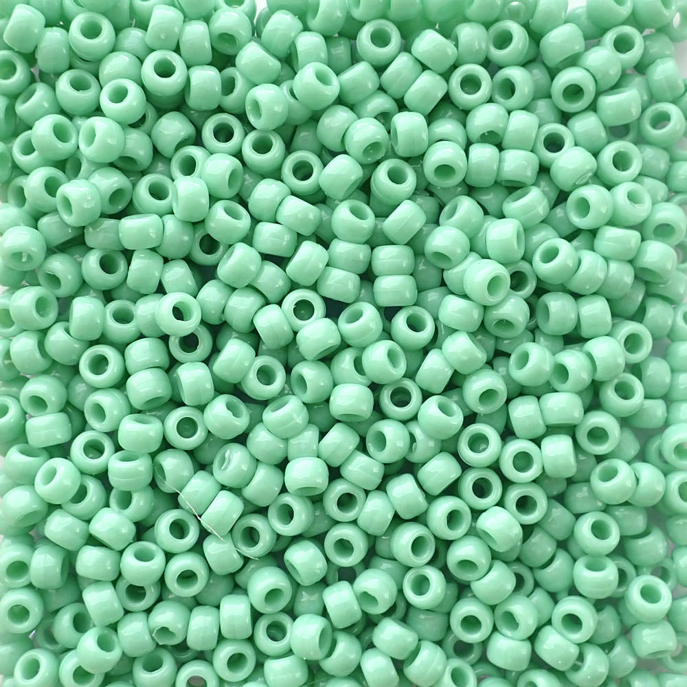 Light Sage Green Plastic Pony Beads 6 x 9mm, about 100 beads