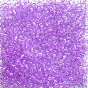 Light Purple Transparent Plastic Pony Beads 6 x 9mm