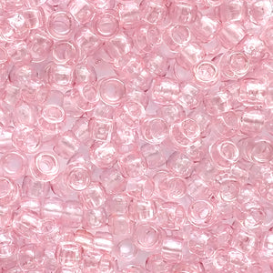 Light Coral Transparent Plastic Pony Beads 6 x 9mm