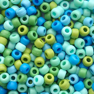 Matte Blueberry Mix Plastic Pony Beads 6 x 9mm