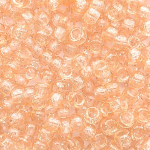 Peach Glitter Plastic Pony Beads 6 x 9mm
