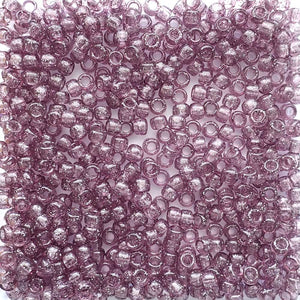 Antique Violet Purple Glitter Plastic Pony Beads 6 x 9mm