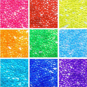 Rainbow Transparent 6 x 9mm Pony Bead Variety Pack - 9 Colors (4500 beads total)