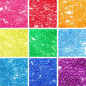 Rainbow Glitter 6 x 9mm Pony Bead Variety Pack - 9 Colors (4500 beads total)