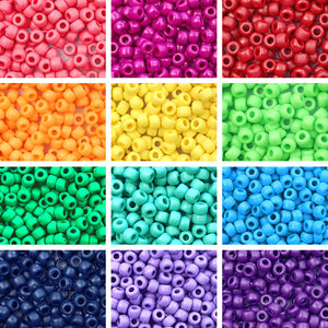 Matte Rainbow 6 x 9mm Pony Bead Variety Pack - 12 Colors (6000 beads total)
