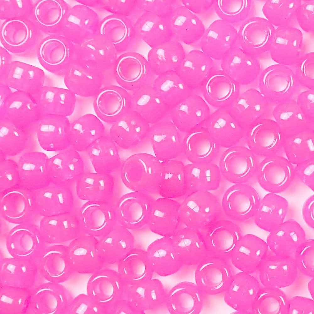 Pink Glow Pony Beads for bracelets, jewelry, arts crafts, made in