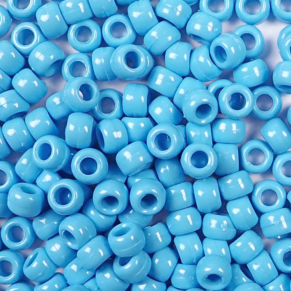 Light Blue Plastic Craft Pony Beads, Size 6 x 9mm