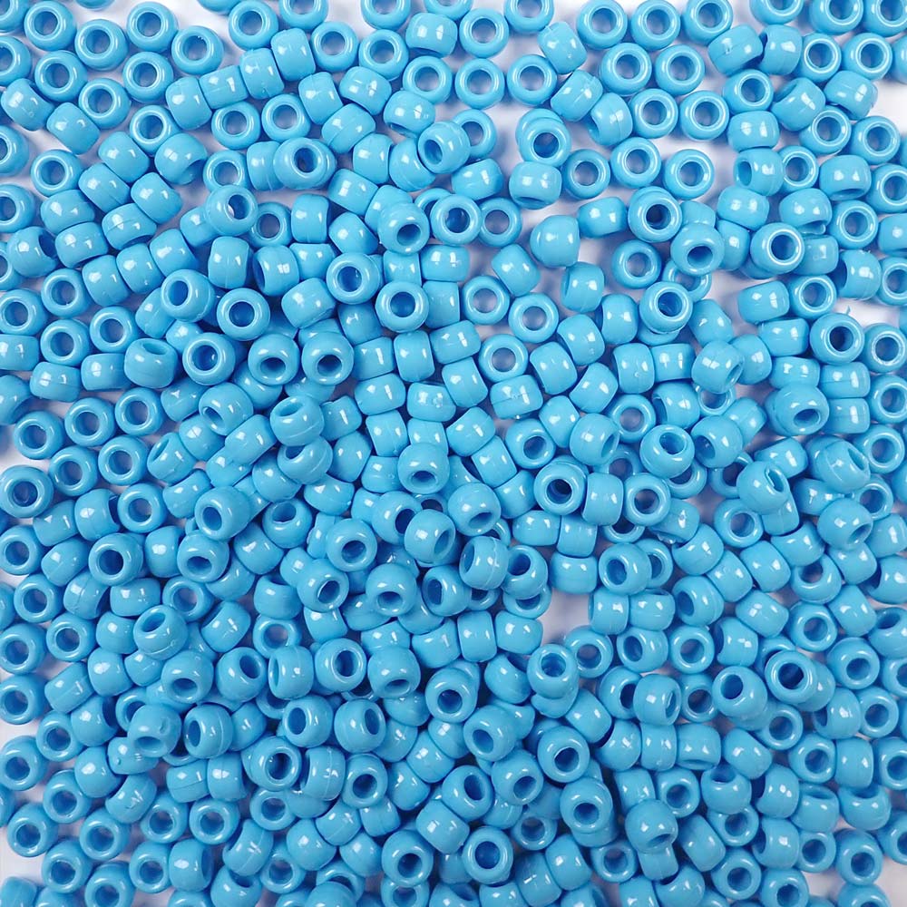 Light Blue Plastic Craft Pony Beads, Size 6 x 9mm