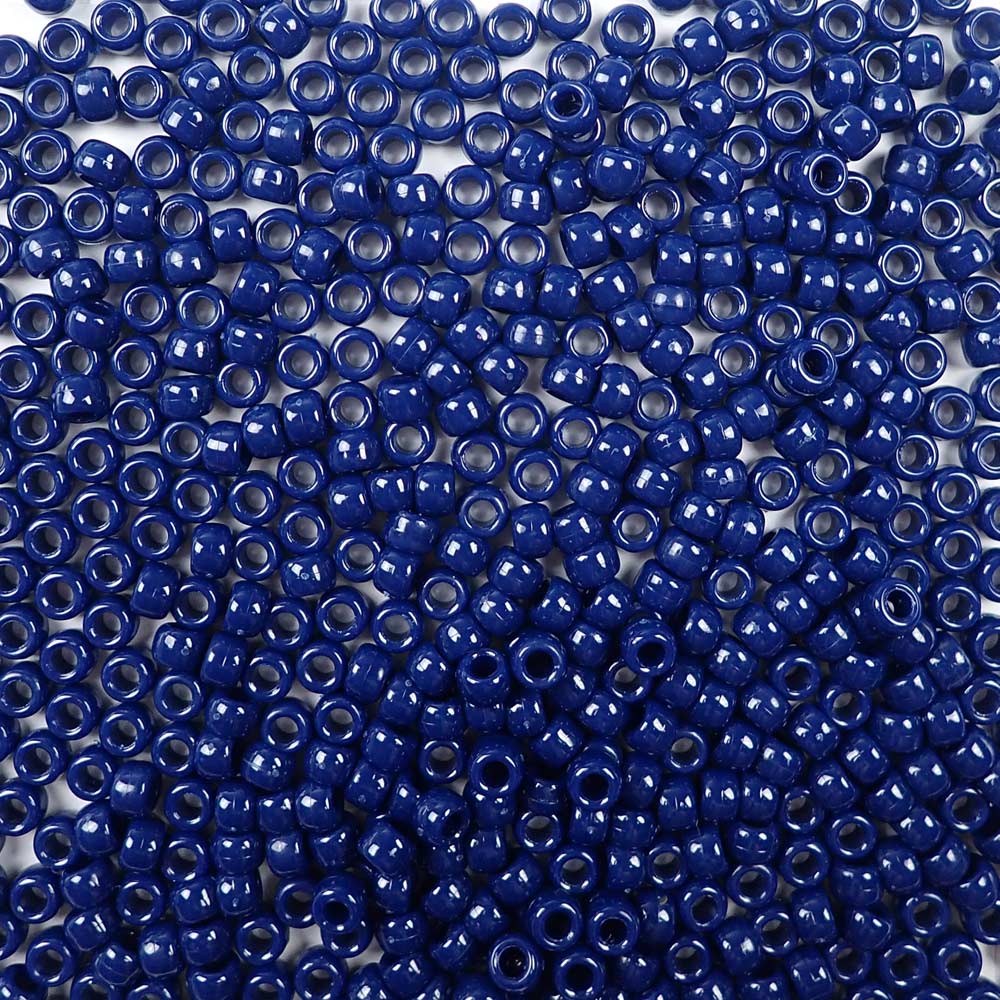 Navy Dark Blue Plastic Craft Pony Beads, Size 6 x 9mm