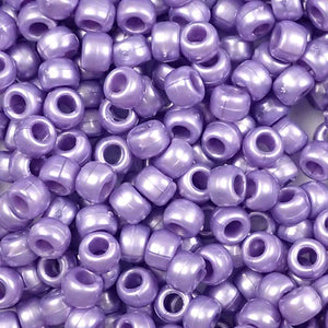 Light Purple Pearl Plastic Craft Pony Beads, Size 6 x 9mm