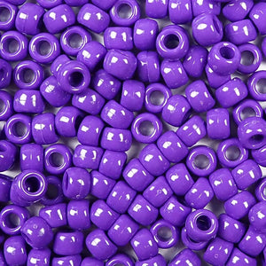 Purple Plastic Craft Pony Beads, Size 6 x 9mm