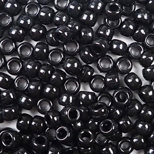 Black Plastic Craft Pony Beads, Size 6 x 9mm