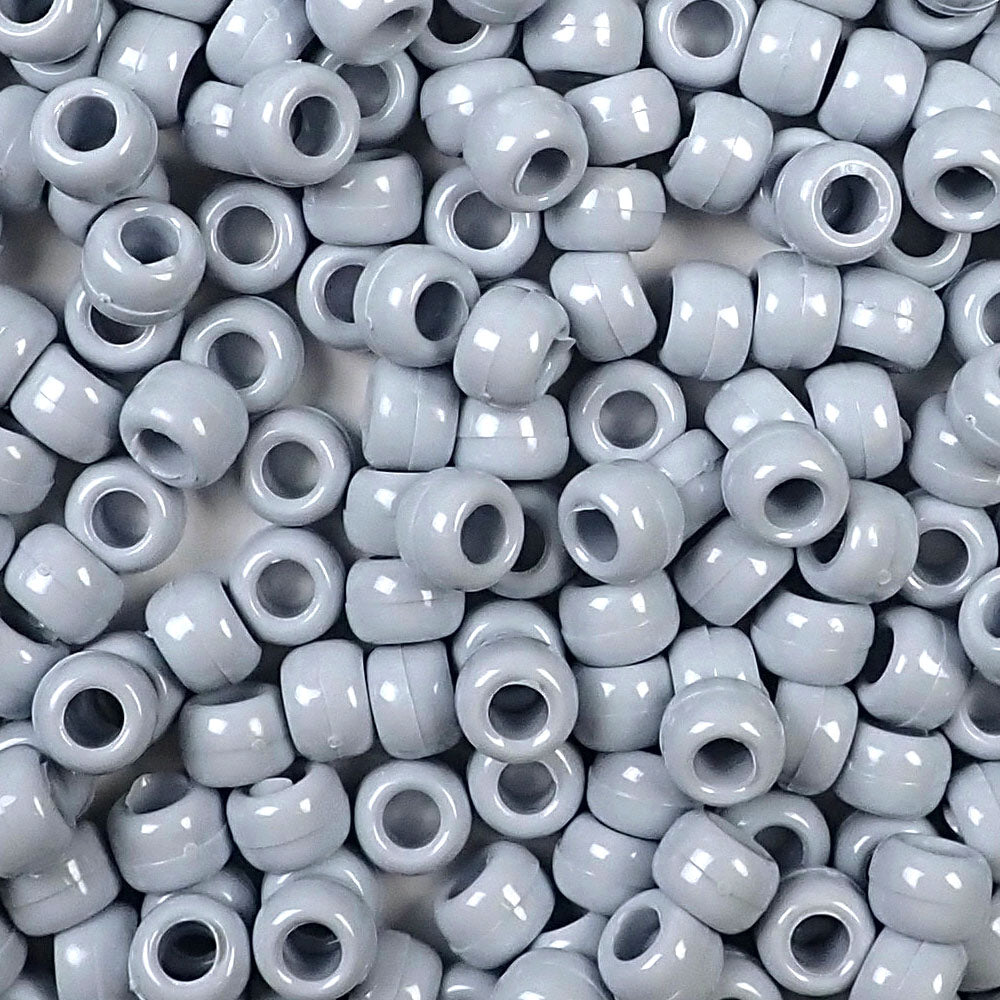 Gray Plastic Craft Pony Beads, Size 6 x 9mm