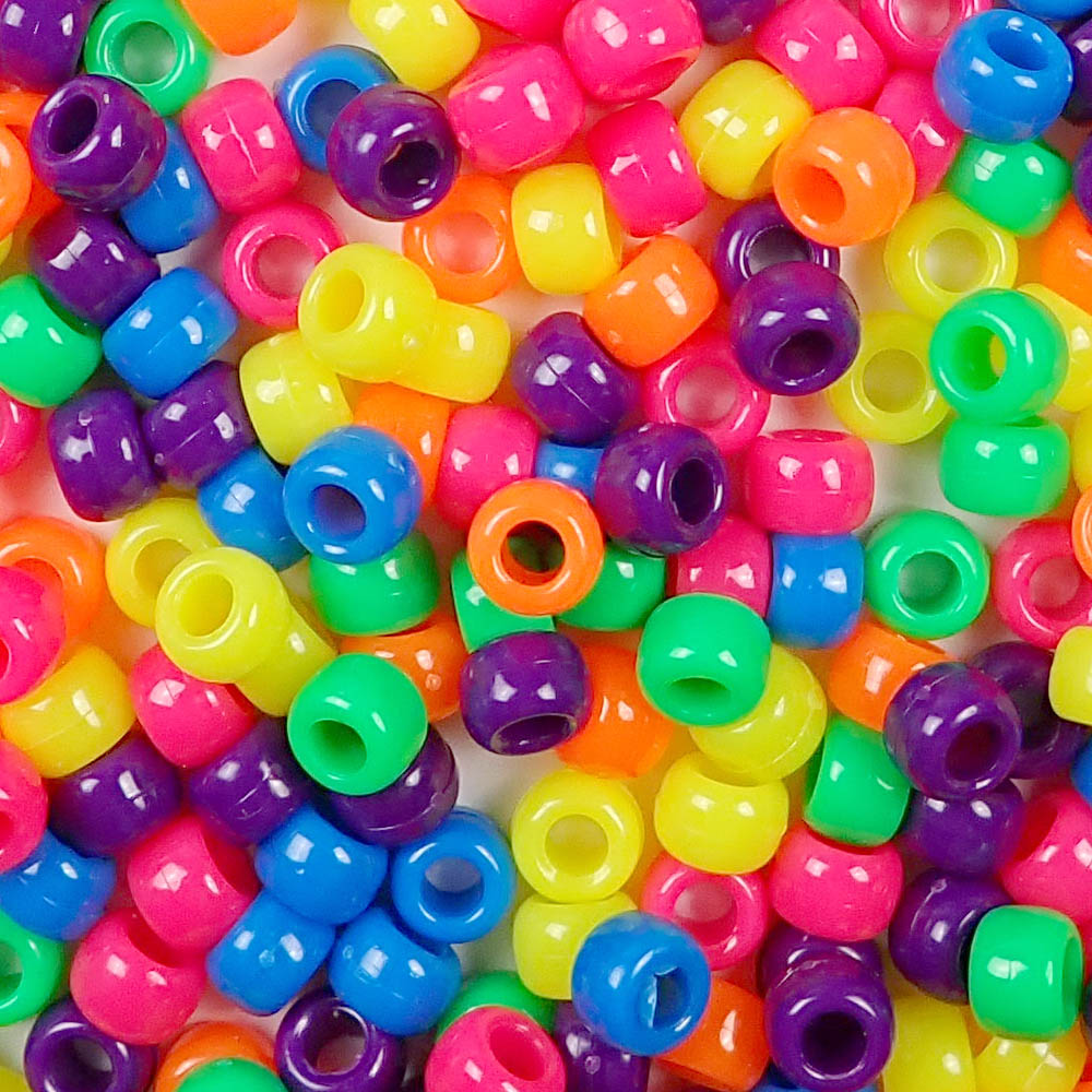 Violet Mix Plastic Pony Beads 6 x 9mm, 150 beads