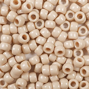 Dark Ivory Tan Plastic Craft Pony Beads, Size 6 x 9mm