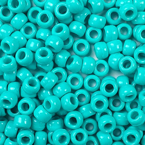 Light Turquoise Plastic Craft Pony Beads, Size 6 x 9mm