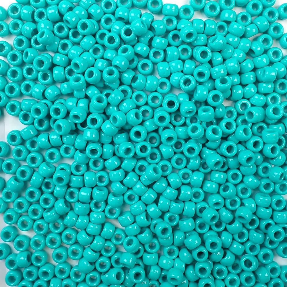 Dark Teal Opaque Plastic Pony Beads 6 x 9mm, 150 beads