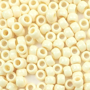 Ivory Beige Plastic Craft Pony Beads, Size 6 x 9mm
